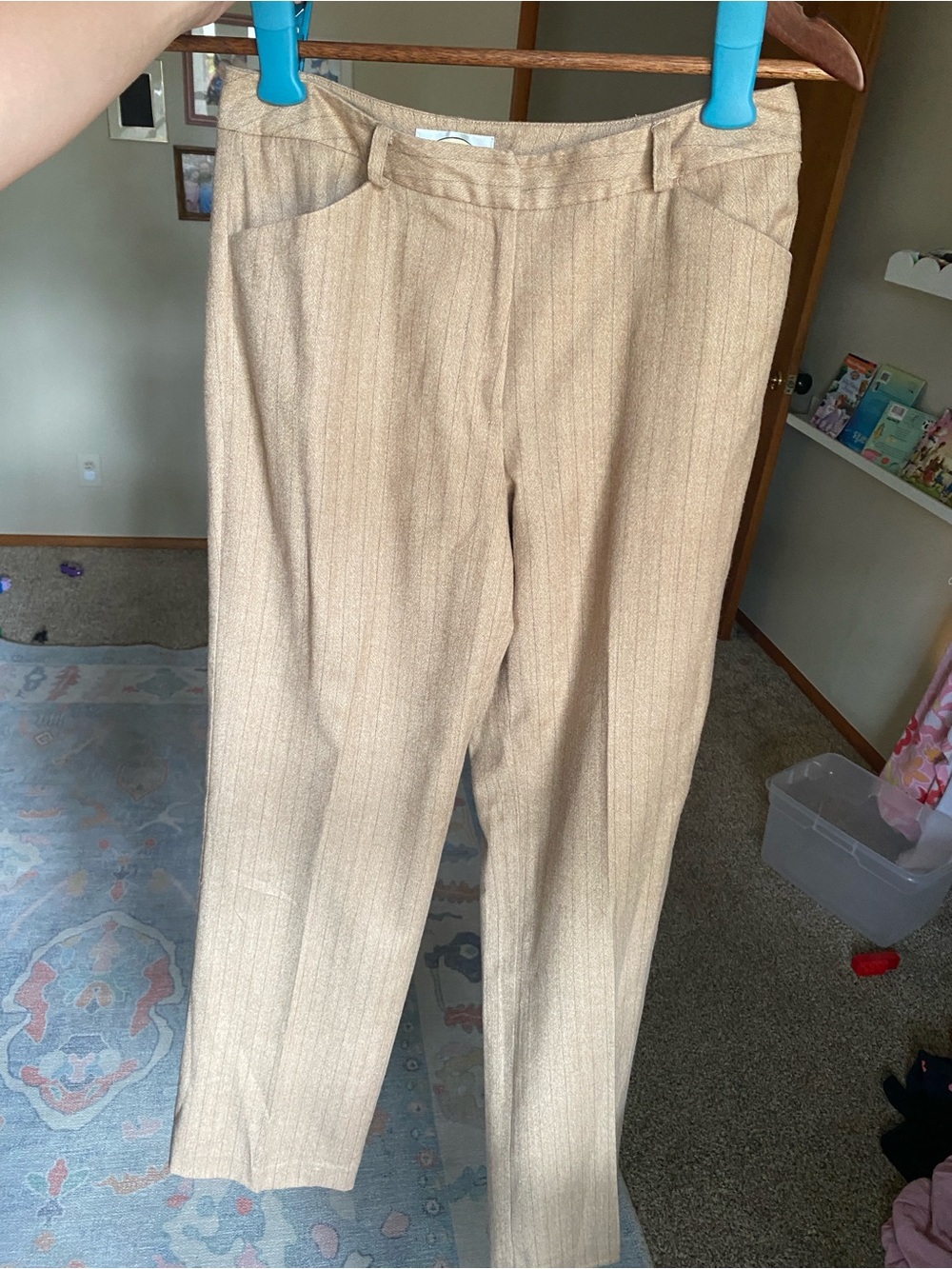 Talbots Tan Pinstripe Straight-Leg Trousers
